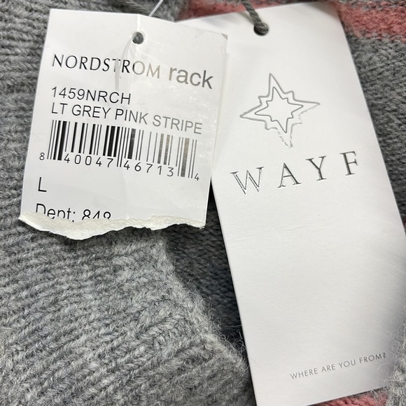 Wayf NWT Grey and Pink Stripe Sweater with Waist Tie Large - Picture 8 of 10